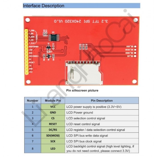  3.2 inch IPS Full View with Touch TFT LCD Module, ILI9341 Driver, HD, SPI Serial LCD, 240X320 Touch Screen