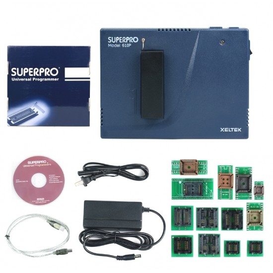 Superpro 610P Universal Programmer+13 Burn Block IC Socket Adapter ,Original Xeltek 