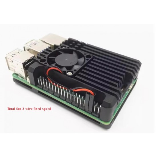 Raspberry Pi5 aluminium alloy case， Single fan 2 wire fixed speed 