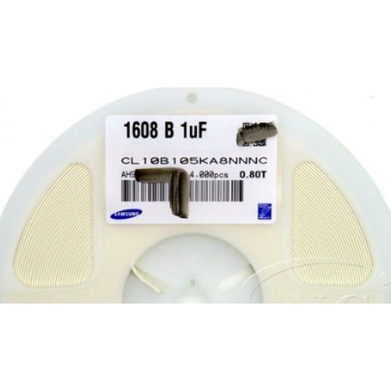 CL10B105KA8NNNC,Samsung,Cap Ceramic 1uF 25V X7R 10% Pad SMD 0603 