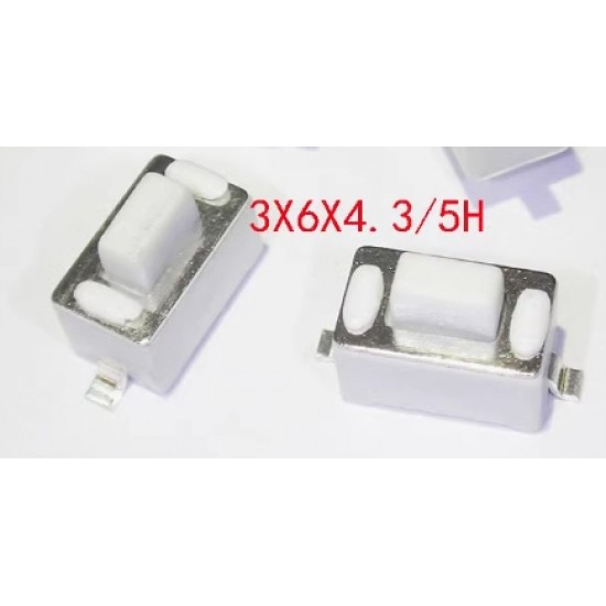 SMD white color Tactile Switch 3x6x4.3H，without  embossing ,use for Car remote control garage door remote control