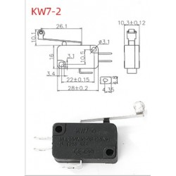 KW7-2, silver contact ,Long roller  microswitch, 16A250VAC