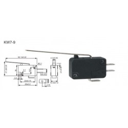 KW7-9, silver contact 3pin stroke microswitch, 16A250VAC