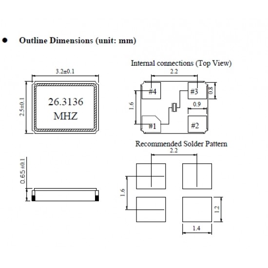 26.3136MHZ SMD3225 ±10ppm 15PF 4pin crystal